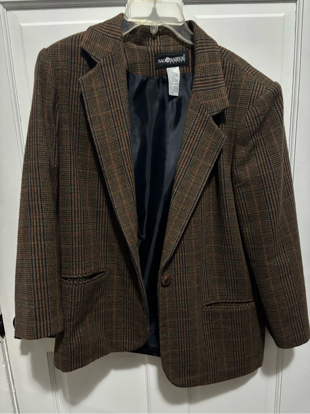 Sag Harbor Brown Glen Plaid Blazer